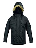 Warrior Gears® - Parka para hombre, impermeable, con capucha, acolchado de poliéster, abrigo de invierno