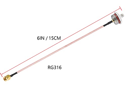 Vecys 2PCS SMA Cable SMA Male to Female Waterproof Box M20 6" /15CM RG316 RF Low Loss Coaxial Cable for Router Antenna Signal Enhancer Wireless Adapter - Image 4