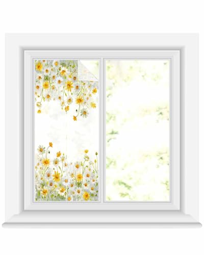 Película decorativa de ventana con margaritas amarillas 17.7"x39.3" miniatura 2