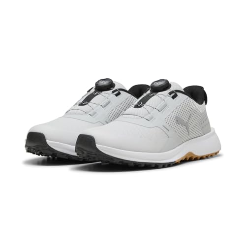 Puma Fusion Grip 6 Disc Men's Golf Shoes, Feather Grey/Puma Black, 27.5 cm