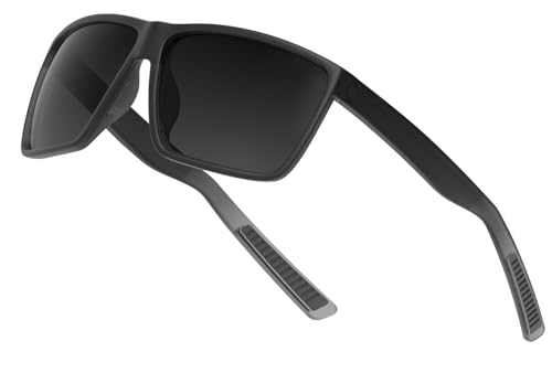 SIPLION Lunettes de soleil polarisées Homme pour la conduite : Protection UV400 Lunettes de soleil légères rectangulaires Monture TR90 Classique Carrée pour voyage & randonnée XQ619 C1