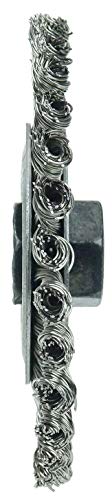 Image of Weiler 13132 Mini Roughneck 4 inch Stringer Bead Wire Wheel, .020 inch Stainless Steel Fill, M10X1.25 Nut, Made in the USA (Pack of 5)