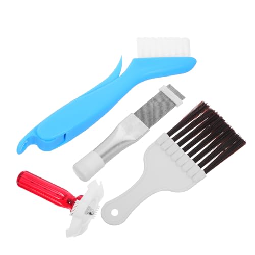 WHAMVOX 4pcs Air Conditioner Fin Comb Cleaning Brush Kit Stainless Steel Radiator Evaporator Maintenance Tool with Metal Comb and Multi-Brush Set for HVAC Air Conditioning Parts