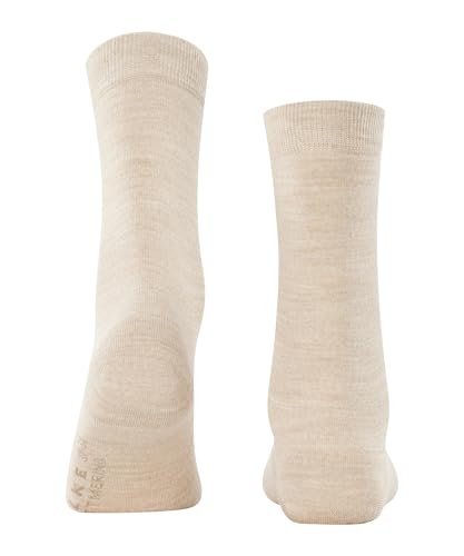 FALKE Women's Softmerino Socks, Merino Wool Cotton, Crew Length, Classic Thin Trouser Socks, Trendy Work Clothing, Beige (Linn Melange 4549), 5-6, 1 Pair3