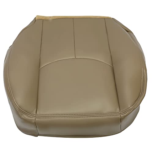 KUAFU Driver Side Artificial Leather Seat Bottom Cover Compatible with 2003-2007 GMC Sierra & Chevrolet Silverado 1500 2500 3500 & 2006-2007 Chevrolet Avalanche 1500 2500 - Medium Neutral Tan 522