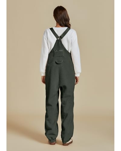 Luvamia Sherpa Fleece Overalls - Women's Baggy Jumpsuit - Army Green - Size 4/6 - image 2