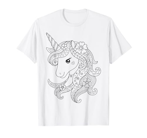 Niedliches Einhorn zum bemalen & ausmalen für Kinder T-Shirt