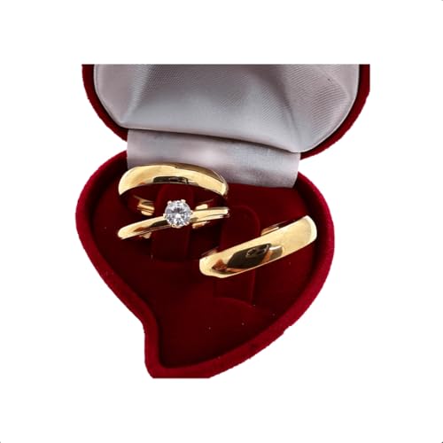 Par De Alianças Casamento Abaulada 4mm Aço C/Anel Solitário (Dourada Masculina, 27)