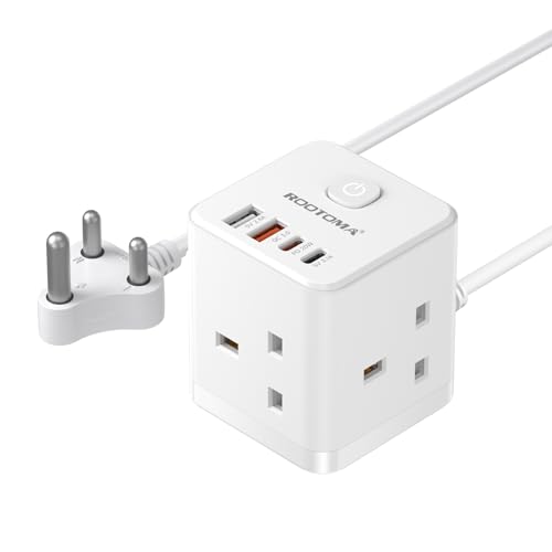 South Africa Plug Adapter, PD20W 3 Way Cube Extension Lead, Type M,1.5M