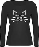 Langarmshirt Damen Langarm Shirt - Karneval & Fasching - Das ist Mein Katzen Kostüm - L - Schwarz - das ist Mein kostüm - BCTW071