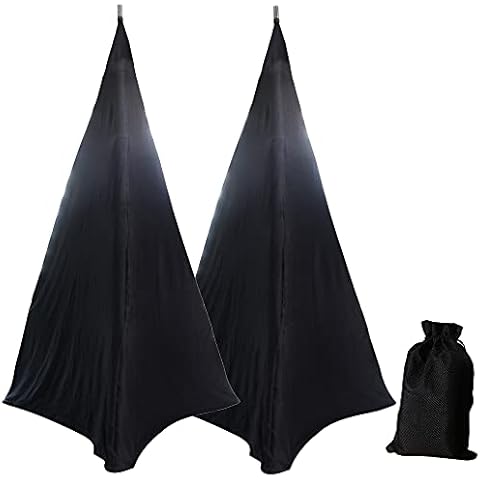 BOSKING 2pcs Speaker Stand Cover Stretchable Spandex 2 Sided Floor Speaker Tripod Support Stands Scrim Covers for Speaker/Lighting (Black, 2) Cover