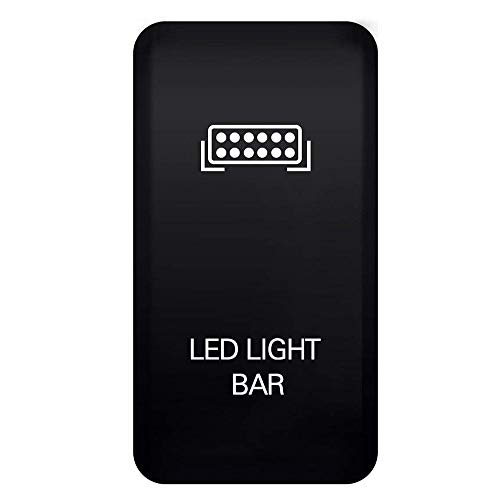 Mnj Motor 12V Led Light Bar Push Button Backlit Switch With Connector Wire Kit On-Off Switch White Compatible With Toyota (Surface Size 1.54 X 0.83 Inches) #TOP2