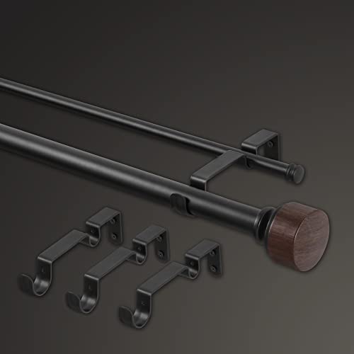 MODE Premium Collection Double Curtain Rod Set with Mod Doorknob Finials - 144 to 240 in, Black by MODE - Image 2