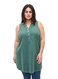 Zizzi Große Größen Damen Ärmellose Tunika aus Baumwolle Gr - Plus Size Damen Kleidung 46-48 Sea Pine