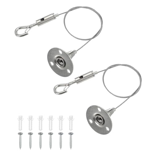 Image of MECCANIXITY 50 x 1.5mm Adjustable Hanging Wires Kit, Heavy Duty Stainless Steel Wire Rope with Single Hooks for Picture Photo Light LED Screen Curtain Billboards DIY Mounting Clamp Pack of 2