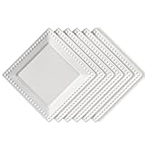 Wareland Embossed Ceramic Appetizer & Dessert Plates - Set of 6, 6 inch White Square Dinner Plates for Snack & Restaurant, Dishwasher & Microwave Safe