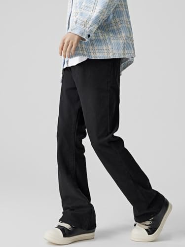 Jeans Pants Trousers Denim Retro Handsome Versatile Black Men's Minimalist Style Loose Long Straight3