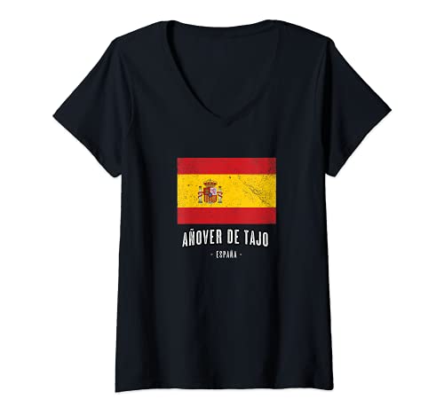 Mujer Añover de Tajo España | Souvenir - Ciudad - Bandera - Camiseta Cuello V