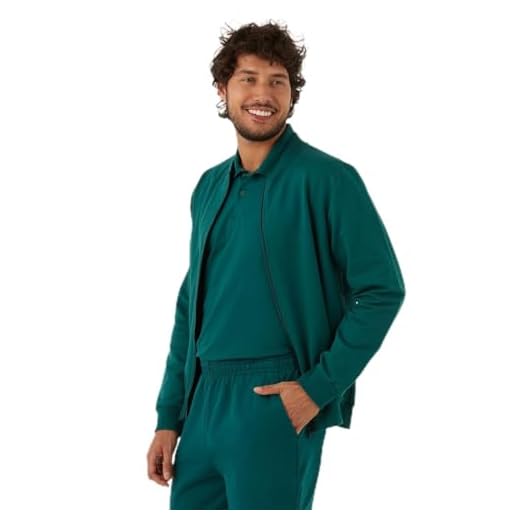 Jaqueta Básica Masculina Gola Redonda Em Moletom Flanelado Verde - XGG