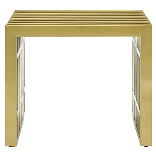 Modway Gridiron Contemporary Modern Gold Stainless Steel Small Bench, 19.5" #TOP1