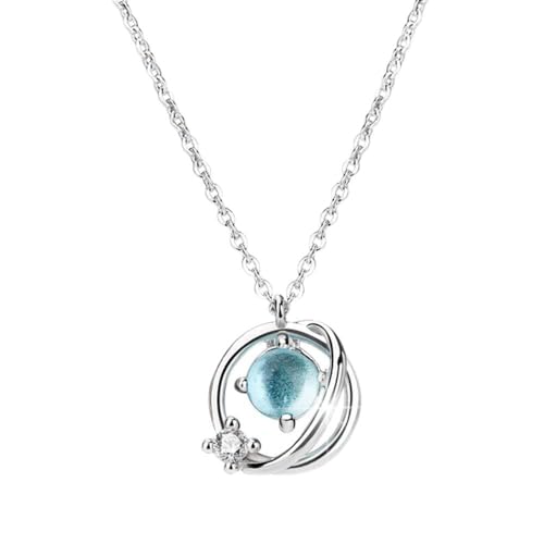 Bijoux de Noël pour femmes avec pendentif planète cristal bleu