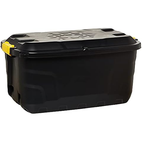 Strata Boîte de rangement robuste à roulettes 75 L Noir 77 x 42 x 40 cm Cover
