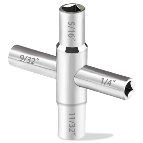 Comfylichi 4 Way Sillcock Key Set 1/4", 9/32", 5/16", 11/32 Steel Sillcock Water Key hose bib key for Valve Faucet Cabinet Opening Key and Spigots