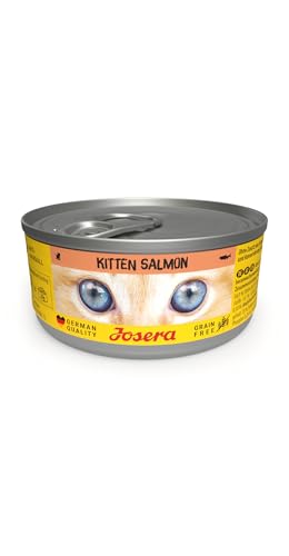 JOSERA Nassfutter Kitten Salmon (12 x 85 g) | Kitten | Premium Katzenfutter nass für wachsende Katzen | Lachs & Pastinake | mit Lachsöl | getreidefrei | Anti-Haarballen | Alleinfutter | 12er Pack