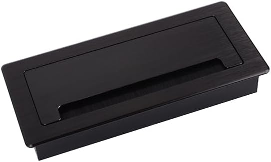 cyclingcolors 200mm x 90mm x 25mm Black Aluminium Rectangular Cable Grommet with Metal Shock Absorber for Office Furniture or Tables