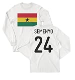 SWEET LEMONS Ghana Pride Semenyo 24 Two-Sided Jersey Style Long Sleeve T-Shirt (White, Large)