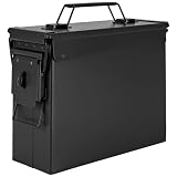 Trucky Caja de munición Ammo Box 28 x 10 x 23 cm, caja de metal, caja de munición con tapa, color negro