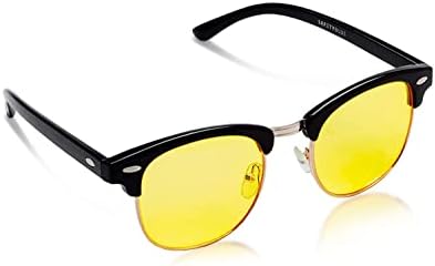 SafetyBlue™ Screen Savior Blue Light Blocking Browline Glasses - Computer & Gaming Eyewear to Reduce Eye Strain / Yellow Lenses Block Damaging Light / Prevent Insomnia & Headaches / Eliminate Fry Eye