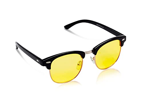 SafetyBlue Screen Savior Blue Light Blocking Browline Glasses - Computer & Gaming Eyewear to Reduce Eye Strain/Yellow Lenses Block Damaging Light