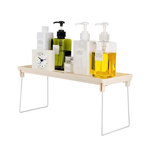 Qisiewell Estante de Cocina Inserto de Estante Blanco apilable Cocina Plegable Estante de Armario Organizador de Cocina para Platos y Suministros para Platos, latas y Especias