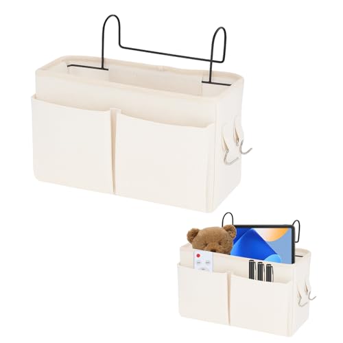 PSFXBM Bedside Hanging Storage, Bed Bag with Wire Frame, Bunk Bed, Bedside Hanging Storage Bag for Dormitory School Bunk Bed for Dormitory Bedroom Office (Grey)