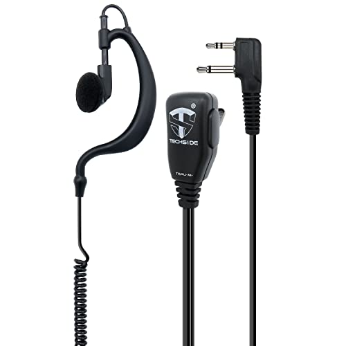 TechSide TSAU-M+ Microfono Auricolare Avvolgente 2 pin Midland | Radio ricetrasmittenti | Compatibile con G7 pro G8 G9 pro M24 M24 plus M48 M99 G6 XT G7 XTR ICOM Intek | Vigilanza Sicurezza SoftAir