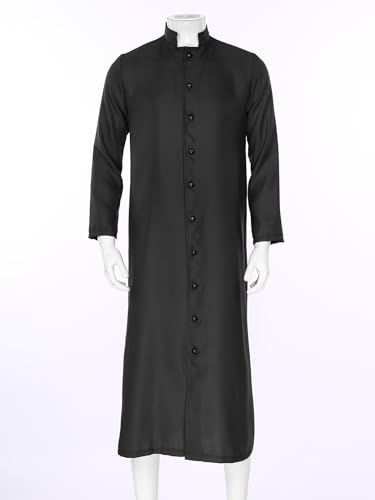 Clergy Robe for Men - Long Sleeve Button Maxi Robe Gown for Minister, Choir, Pulpit, Preacher3