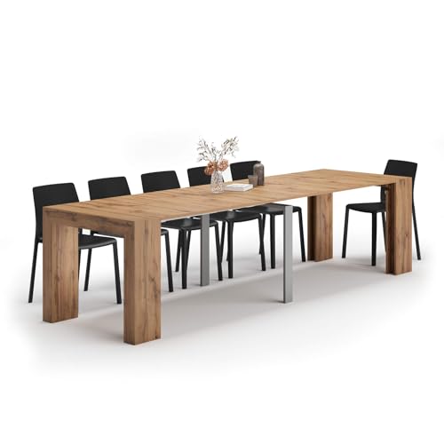 Mobili Fiver, Tavolo Consolle Allungabile Angelica, 45(305) x90 cm, Rovere