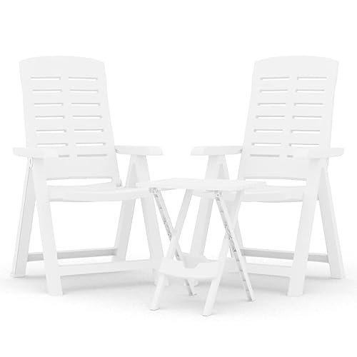 Ensemble de jardin 3 pièces blanc résistant aux intempéries table pliante