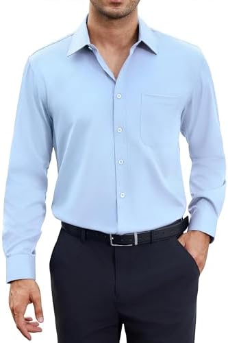 siliteelon Herren Hemden Bügelfrei Regular fit Oberhemden Herren Langarm Unifarben Stretch Freizeithemden Businesshemd Anzug Hemd