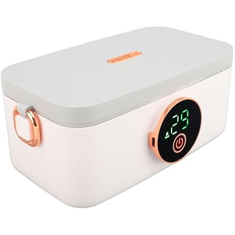TOPINCN Electric Lunch Box Food Heater, 1L Capacity Quick Heated Lunch Boxes for Adults, USB Rechargeable Cordless Heated Lunch Box Portable Food Warmer Self Heating Box for Car Office Cover