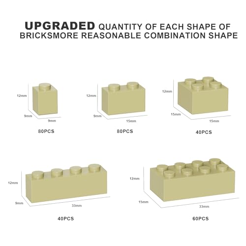 Image of 300 Pcs Classic Building Bricks, Apricot Yellow Bulk Bricks,Compatible with and Major Brands Parts and Pieces, Creative Building Block Toys for Boys Girls Ages 6 7 8 9 10 Year Old