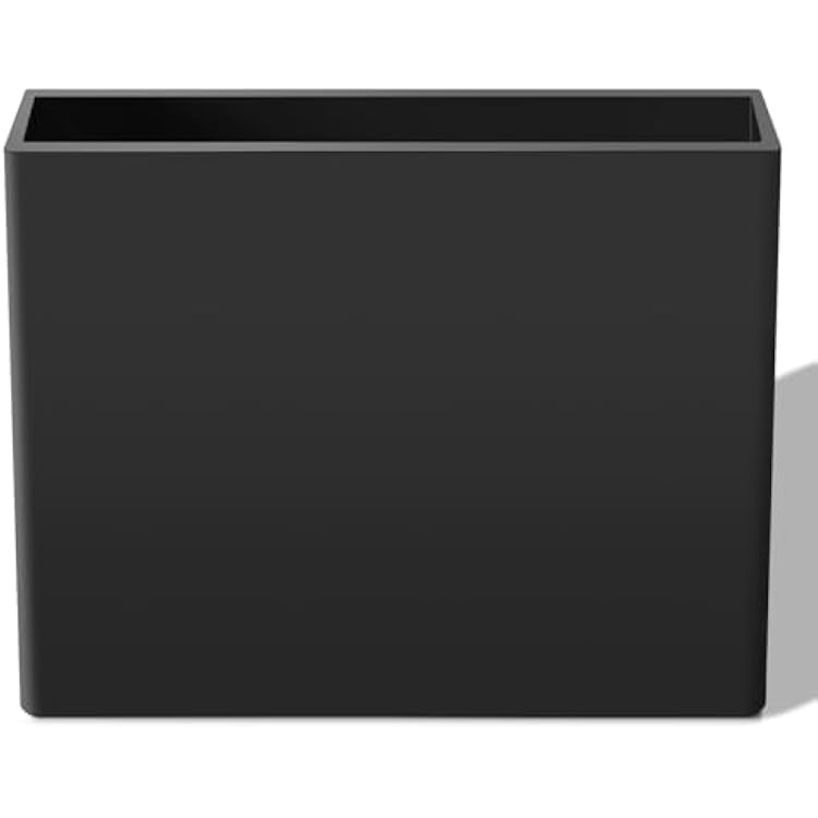 Heyzier Rectangular Planter Box for Outdoor Plants, Large Tall Resin Garden Pots for Front Porch, Patio, Indoor (Black, 25 x 21 inch)