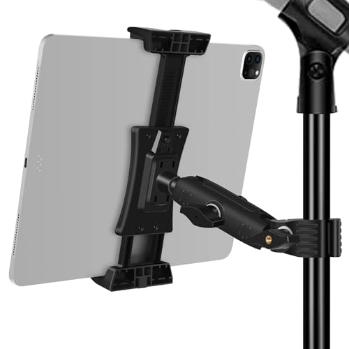 ChromLives Soporte de Micrófono para Tableta Soporte de Música de Micrófono de Teléfono Móvil con Rotación Ajustable de 360 ° Compatible con iPad/iPad Pro/iPad Air/iPhone/Teléfono y Tableta