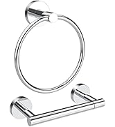 RARXTR Polished Finish Toilet Paper Holder & Towel Ring SUS304 Stainless Steel 2pc Bathroom Hardw...