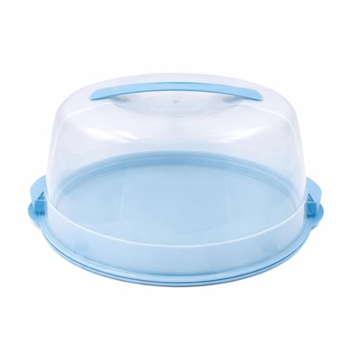 VIRSUS Contenitore Porta torta con coperchio 788, plastica infrangibile, diametro interno 30cm, portatorte 2 chiusure di sicurezza, per dolci e torte, Made in Italy (Azzurro)
