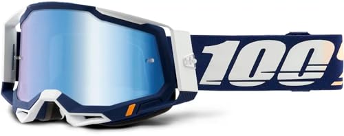 100% Racecraft 2 Mountain Bike & Motocross Goggles - MX and MTB Racing Protective Eyewear (CONCORDIA - Mirror Blue Lens)