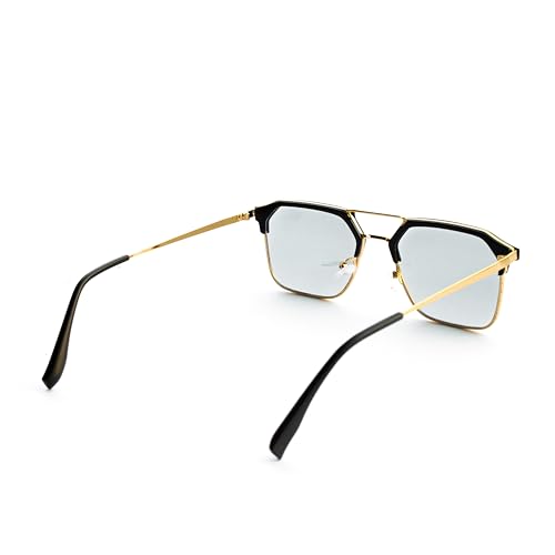 Image of Photochromic Square Sunglasses for Men, Metal Frame, UV Protection, Stylish Everyday Eyewear
