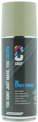CROP Bombe peinture - Apprêt époxy 2K Beige – Aérosol bicomposant – Anti-corrosion – Très forte adhérence – Fort pouvoir de remplissage – Recouvrable 1K/2K – Usage automobile