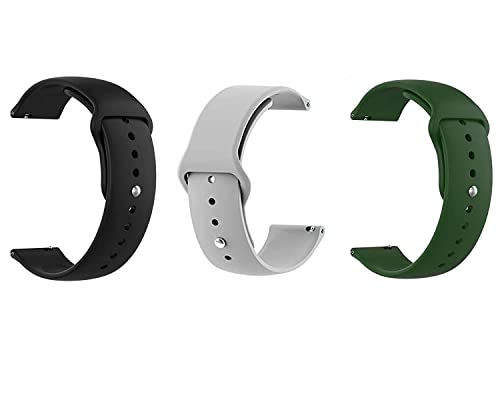 Image of Soft Silicon 20mm Watch Strap Compatible with Amazfit Bip /Lite /GTS /Samsung Gear Sport /Galaxy Watch 42mm / Active /2 40-44mm / Classic /Fashion / (Pack of 3)